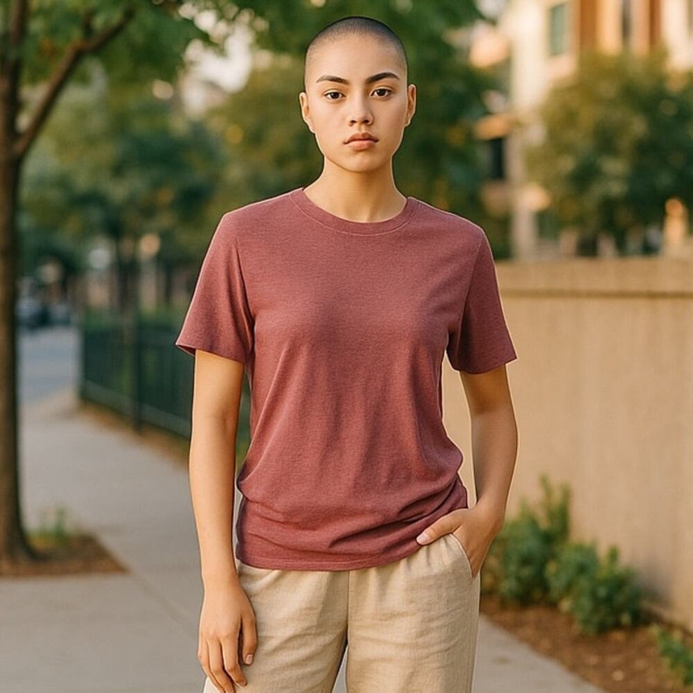 PACSUN T-Shirt Burnt Orange Rust Scoop Neck Top ~ Size LARGE